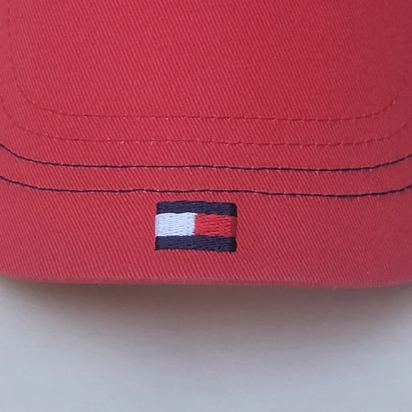 Tommy Hillfiger Jeans 2002 Red Visor Embroidered Spellout & Box Logo Size OS - Picture 3 of 11